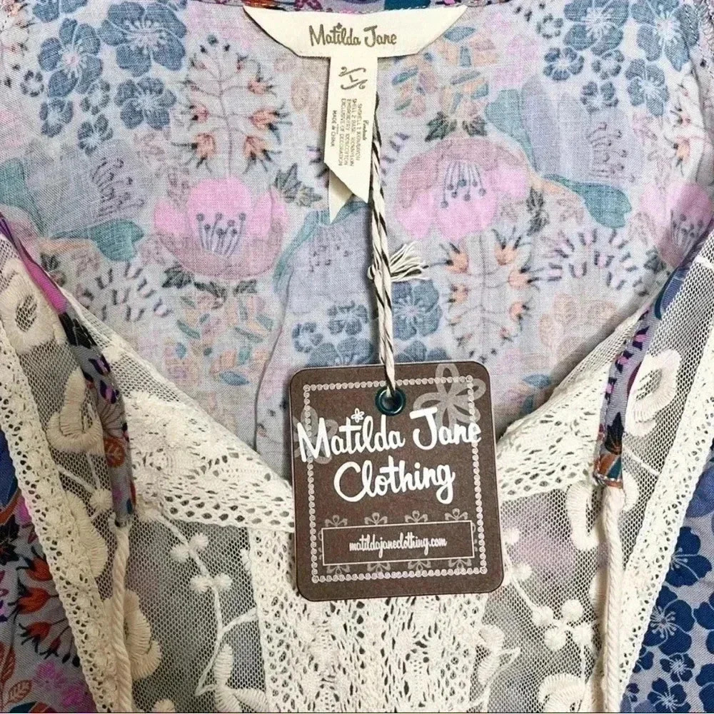 Matilda Jane Sew Perfect Peasant Top Large Make Believe Lace Boho Festival NWT - Picture 4 of 11